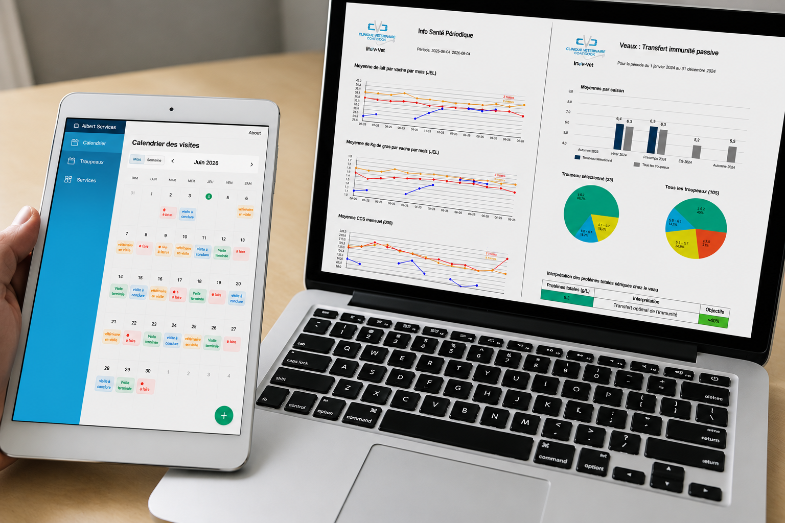 Interface des outils informatiques de suivi de troupeau développés par la Clinique Vétérinaire de Coaticook